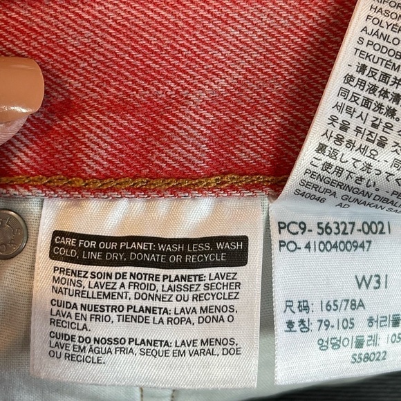 Levi's 501 Super Mario Denim Jean Shorts Women's color block fray hem Size 31 - Picture 10 of 16